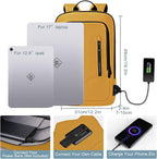 Backpack for Men Business Slim Laptop Bag | anti Theft Travel Backpacks 17.3 Inch Laptop Water Resistant Computer Bag for Work Office College, Yellow