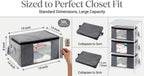 Storage Clothes Bins Closet Bags - 35L Containers Organizer Boxes Clothing Bin Organization for Organizing Blanket Pillow Sheet Sweater, Foldable Bedroom Small Storage Totes with Lids Zipper, 6Pc Pack