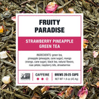 - Fruity Paradise, Strawberry Pineapple Green Tea | Premium Loose Leaf Blend, Tropical Fruit Flavor, Medium Caffeinated, Hot or Iced, 20-25 Cups, 9.6Oz Resealable Pouch