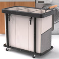 Laundry Hamper 3 Section,230L (60Gal) Rolling Dirty Clothes Hamper White | Laundry Basket with Wheels & Lid,Laundry Organizer Storage Cart with Metal Frame and Wooden Handle for Laundry Room, Hotel