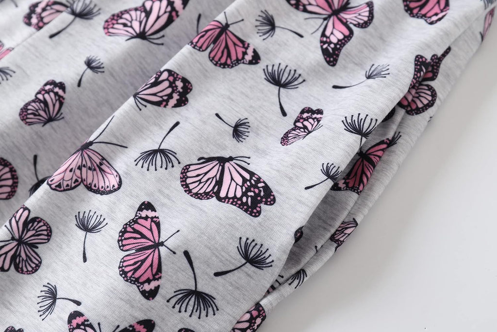 Big Girls Sleepwear Cute Cartoon 2PCS Pajama Sets | Big Girls Summer Pajama Sets, Cotton Blend 65% Cotton, 35% Polyester, Cute Patterns Printed, Softness Pullover Lounge Outfit