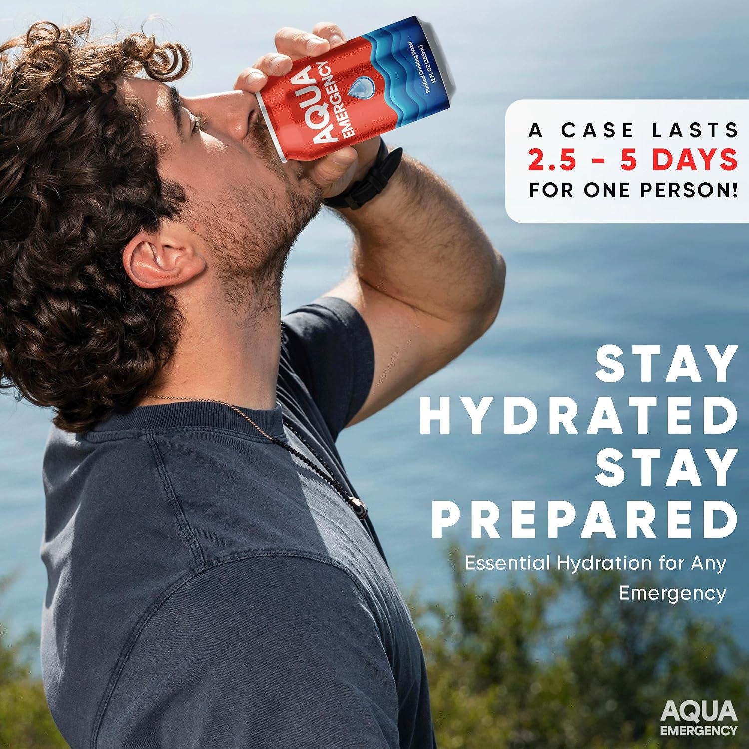 Drinking Canned Water- (24 Cans) 12 Fl Oz (50 Years) Shelf Life for Everyday Hydration, Emergency, Survival Use-Purified via Reverse Osmosis | Plant-Based, BPA Free, Eco-Friendly Packaging, Made in USA-1 Case