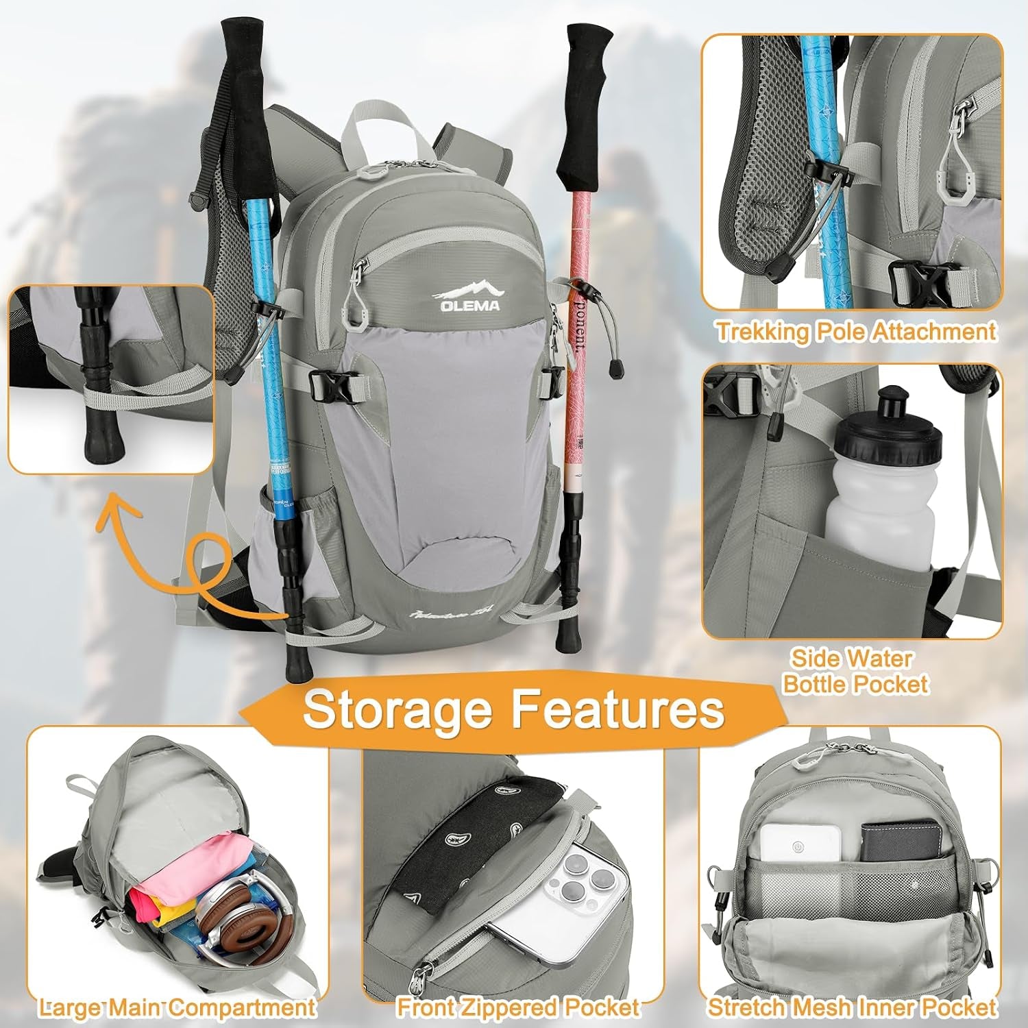Hiking Backpack, 25L Lightweight Travel Backpacks,Camping Daypack for Outdoor Sports,Lightweight Travel Camping Backpack for Men Women