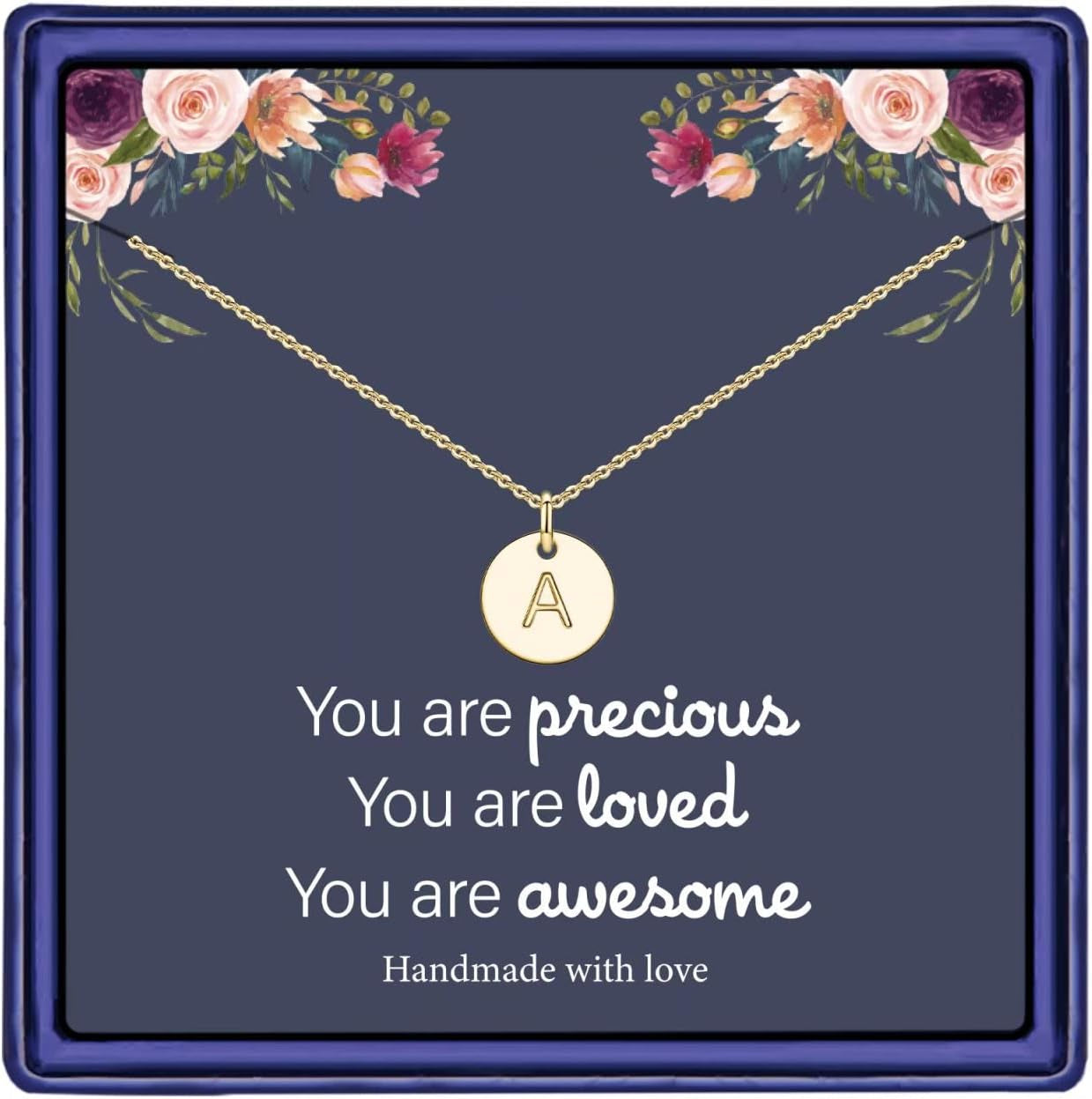 Disc Initial Necklaces for Girls Jewelry - Birthday Gifts for Girls | 14K Gold Plated/14K Rose Gold Plated/S925 Sterling Silver Disc Initial Necklaces for Girls, Jewelry for Kids Birthday Gifts