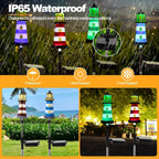 2 Pack Solar Lighthouse Lights, IP65 Waterproof Outdoor Pathway Stake Lights, Auto Dusk to Dawn Solar Powered Nautical Landscape Decor Lights for Lawn, Flower Bed, Patio, Walkway