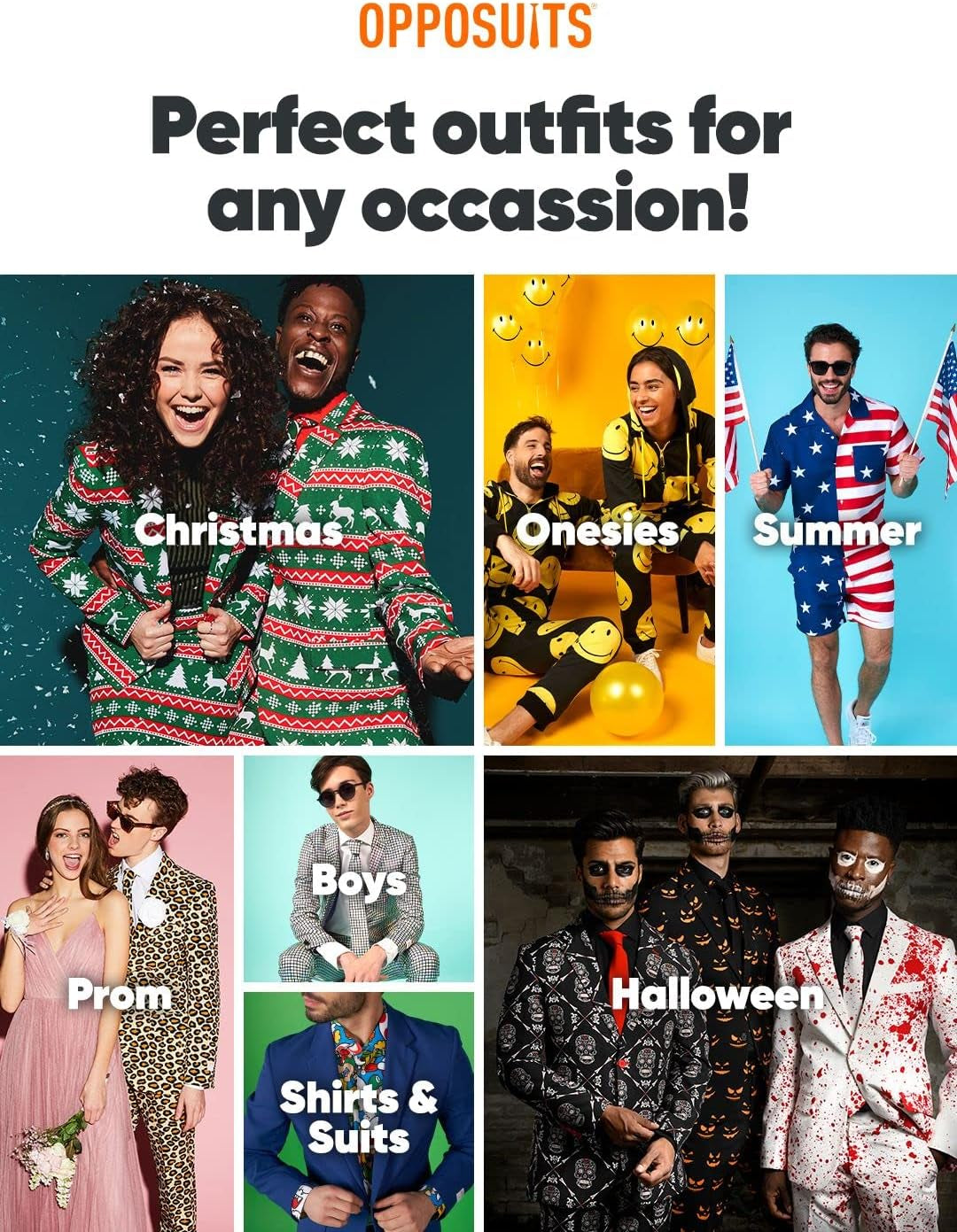 Opposuits Solid Color Party Suits - Colorful Outfits for Prom, Weddings, Bachelor Parties - Comes with Blazer, Pants & Tie