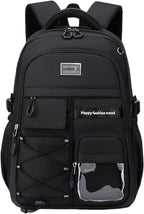 Laptop Backpack Large Cool Aesthetic Waterproof Hiking Travel Backpacks Multiple Pockets Book Bag for College Women Men (Black)