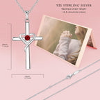 925 Sterling Silver Cross Necklace for Women Men 14K Gold Plated 5A CZ Birthstone Necklaces for Holiday