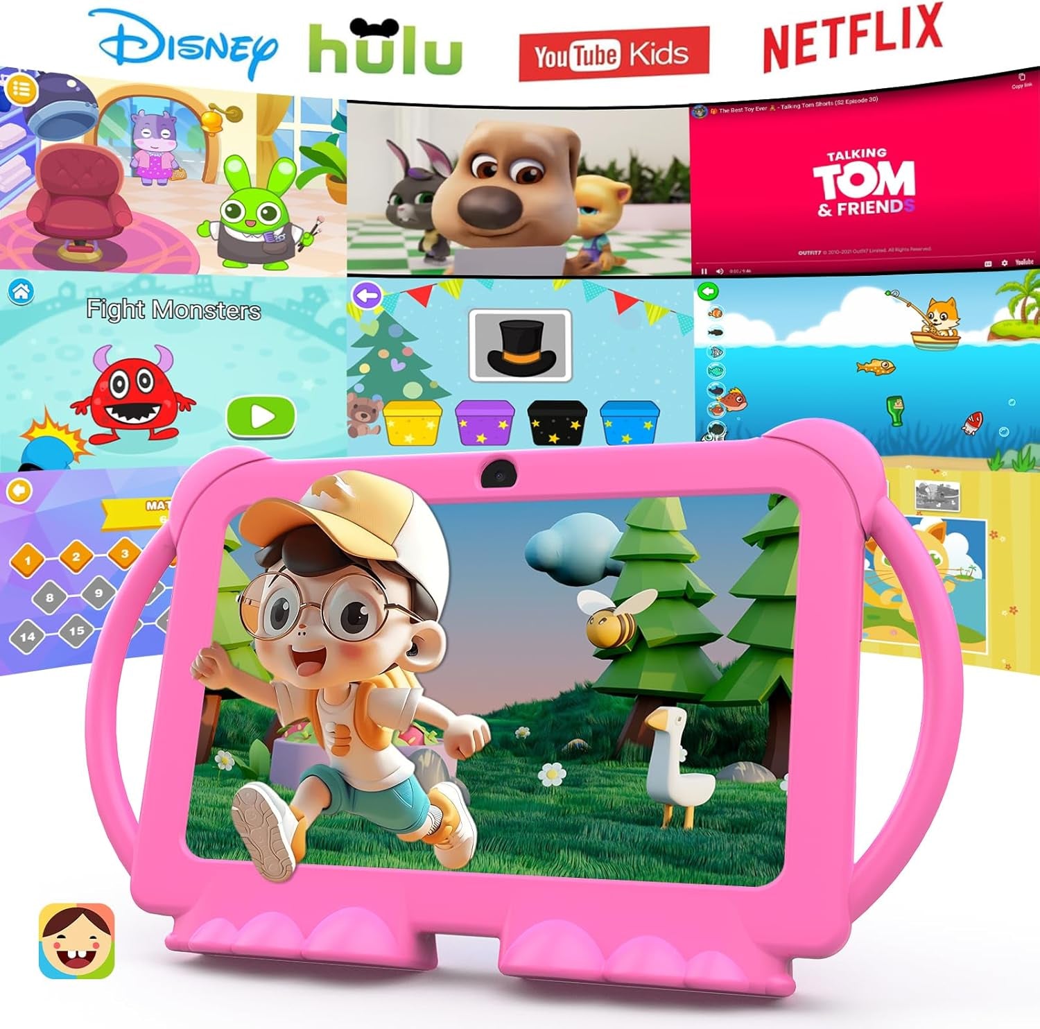 Kids Tablets, Android 12 Tablet for Kids, 4GB RAM 32GB ROM Toddler Tablet 7 Inch IPS Screen, Parental Control, 2+5MP Dual Camera, Shockproof Case for Educational, Games