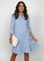 Women'S Linen Midi Dresses 2026 Summer Casual Button down Shirt Dress | Casual, Black Color, Cotton Linen Dresses, Beach Vacation Clothes, Long Sleeve, Knee Length Dress, Summer Dresses for Women