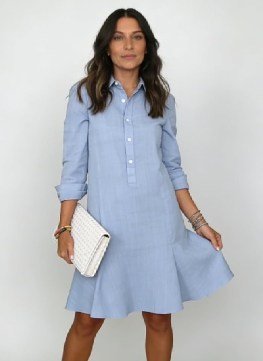 Women'S Linen Midi Dresses 2026 Summer Casual Button down Shirt Dress | Casual, Black Color, Cotton Linen Dresses, Beach Vacation Clothes, Long Sleeve, Knee Length Dress, Summer Dresses for Women