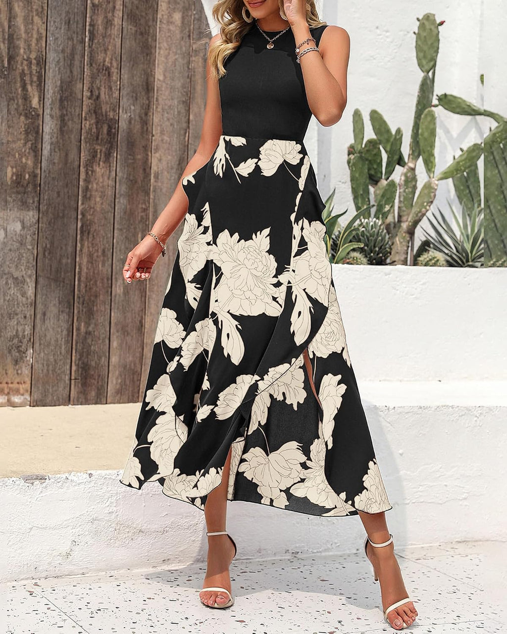 Summer Dresses for Women Wedding Guest | Boho Floral Print, Sleeveless, Crewneck, Ruffle Midi Dress for Cocktail, Graduation, Homecoming, Party, Casual Fall 2026