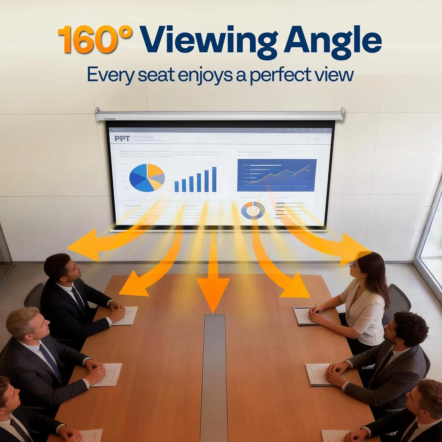 100 Inch Manual Pull down Projector Screen, 16:9 HD Retractable Projector Screens with Auto Locking for Movie Home Theater Cinema Office Video Game, White(87W X 49H Inch Display Area)