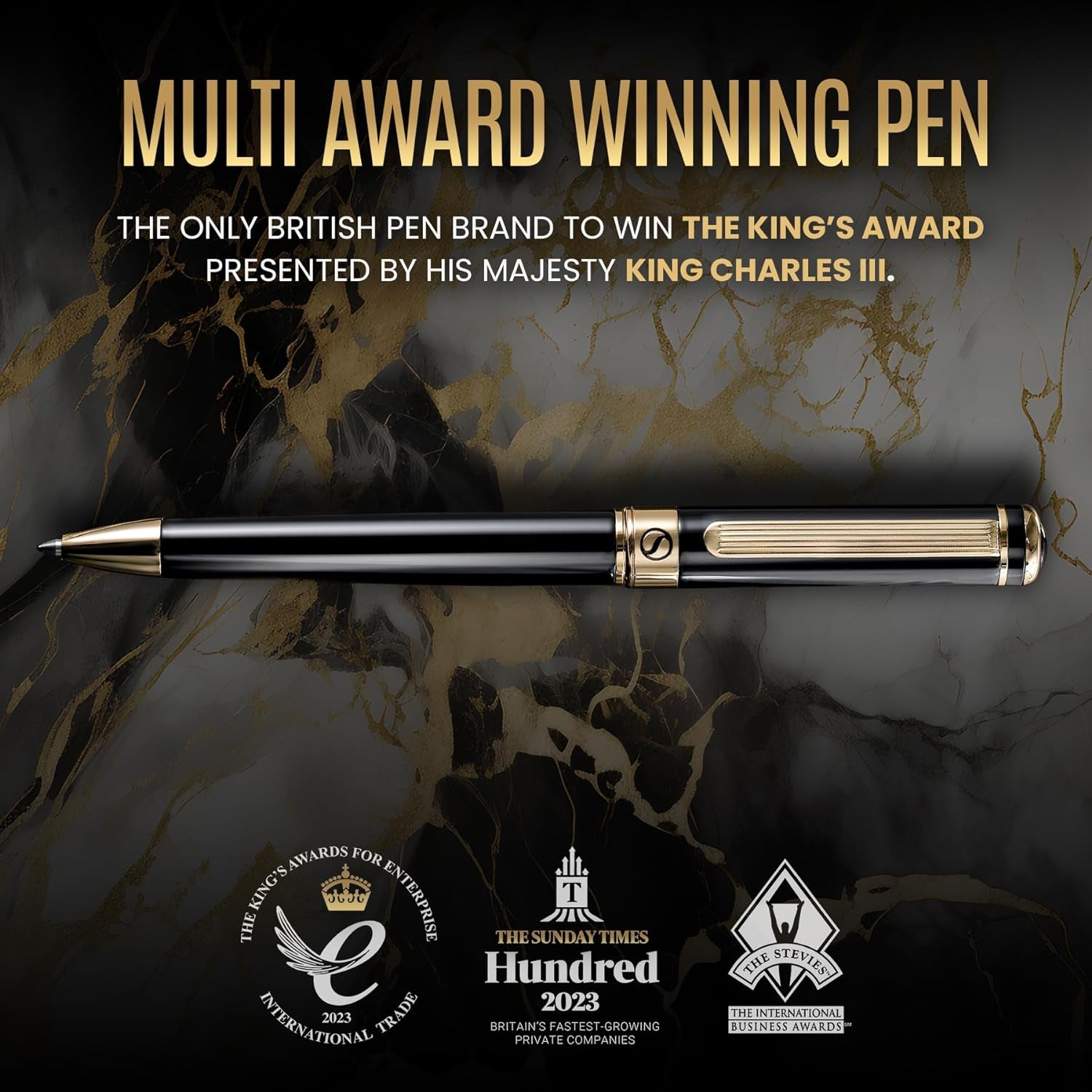 Black Lacquer Ballpoint Pen -Stunning Luxury Pen, Real Gold Plating, Schmidt Black Refill, Best Gift Set for Men & Women, Professional Executive Office, Nice Fancy Designer Pens