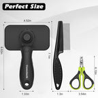 3PCS Cat Grooming Supplies,Cat Brush & Nail Clipper/Trimmer & Flea Comb for Shedding Indoor Cats Dogs and Small Animals - Meet All Your Pet'S Daily Grooming Needs - All in One Set (Green)