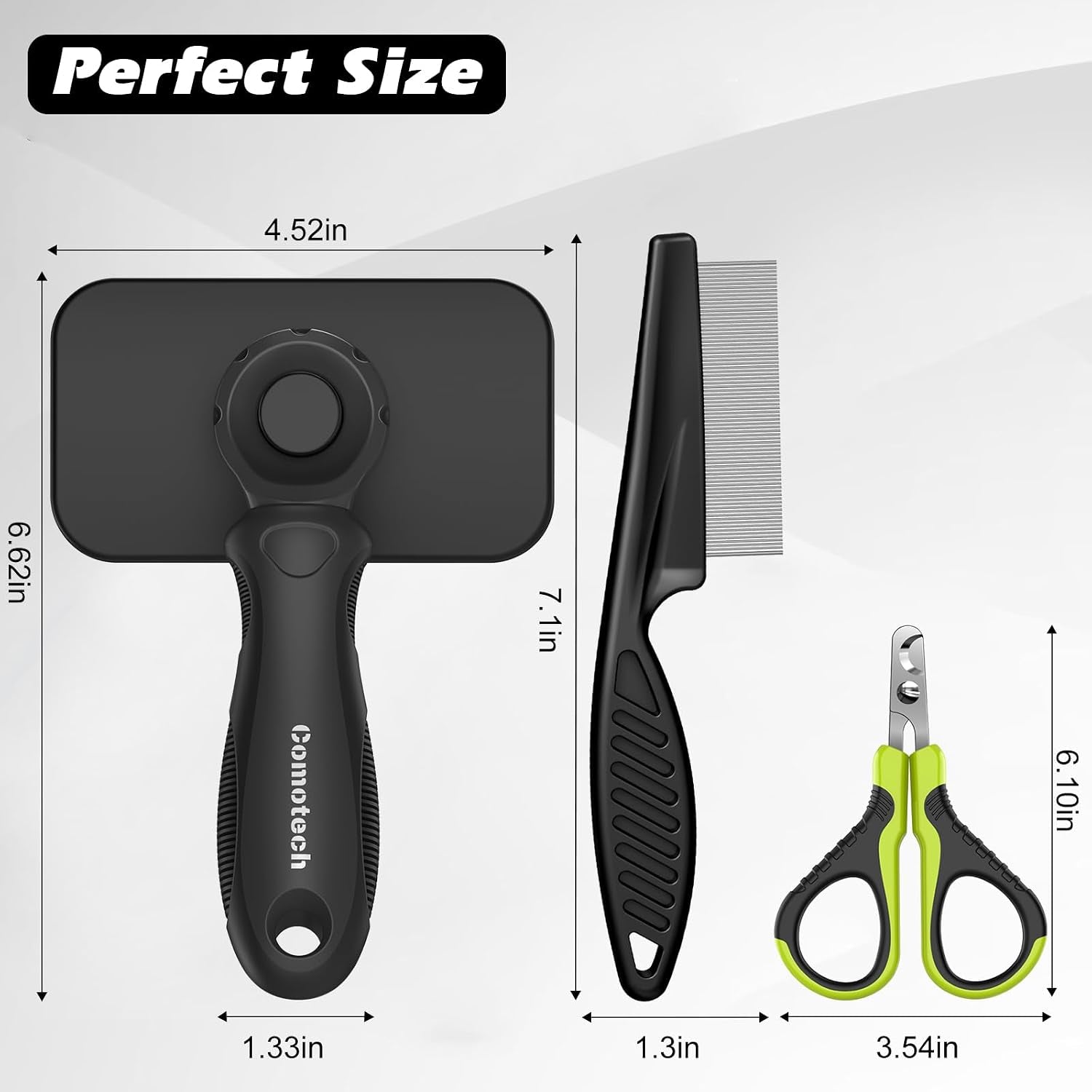 3PCS Cat Grooming Supplies,Cat Brush & Nail Clipper/Trimmer & Flea Comb for Shedding Indoor Cats Dogs and Small Animals - Meet All Your Pet'S Daily Grooming Needs - All in One Set (Green)