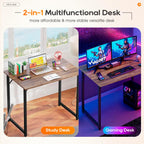 | 32 Inch Computer Desk | Brown | Sturdy Office Desk | Metal Frame, Adjustable Feet | Water-Resistant, Scratchproof Surface | Writing Table for Home Office or Study | Pack of 1