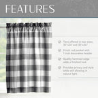 Farmhouse Living Buffalo Check Window Tier Set, Black/White - 30" W X 24" L