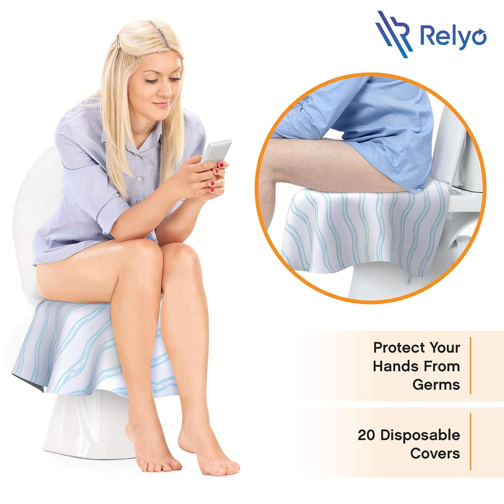 Disposable Toilet Seat Cover for Travel – 20 Pack with Covers Wrapped in Sets of 2, Non-Flushable Liners, Fits Most Seats – Kids, Toddlers, Adults (Waves, 20)
