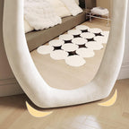 Irregular Wavy Full-Length Mirror, White Wooden Frame, 63"L X 24"W, Wall Mount, Shatterproof & Splash Proof for Bedroom, Living Room, Hallway