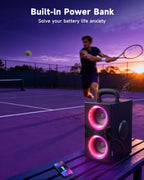 Party Bluetooth Speaker:80W Peak Large Stereo Sound for Outdoor,Deep Bass,Tws,Loud with Lights,Portabe Wireless Big Speakers with Long Playtime,House,Projector,Movie