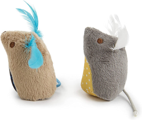 (2 Count) Mouse Mates Plush Catnip Cat Toys - Brown/Gray, 2 Count
