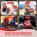 380 Pieces Deluxe First Aid Kit Compact Trauma Medical Kits with Assorted Bandages, Instant Cold Pack, Emergency Blanket for Home, Travel, Camping, Vehicle, Emergency Kits(Red)