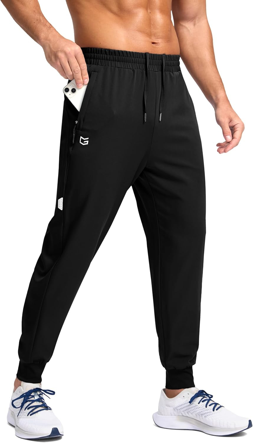 Men'S Joggers with Zipper Pockets Lightweight Athletic Workout Pants Quick Dry Sweatpants for Men Running Hiking