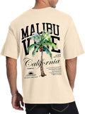 Mens Malibu Vibe Palm Tree California Casual Short Sleeve T-Shirt | Perfect for Surf Travel Great for Beach Lovers West Coast Fans.