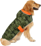 Reversible Hooded Dog Raincoat Slicker Poncho for Small Medium Large Dogs - Camo Orange - L - Polyester