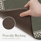 Kitchen Floor Mats Cushioned anti Fatigue,Waterproof Kitchen Mats for Floor 2 Piece,Memory Foam Kitchen Mat,Comfort Kitchen Sink Rug for Bathroom Laundry Office,Green