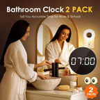 【2 Pack】 Bathroom Clock,10 Levels Dimmable+3 Light Colors+Remote Shower Clock+Bathroom Shower Timer, 90 Lumen Shower Lights, Aora Night Light, Small Clock Plug in Timer, Dimmable Night Light