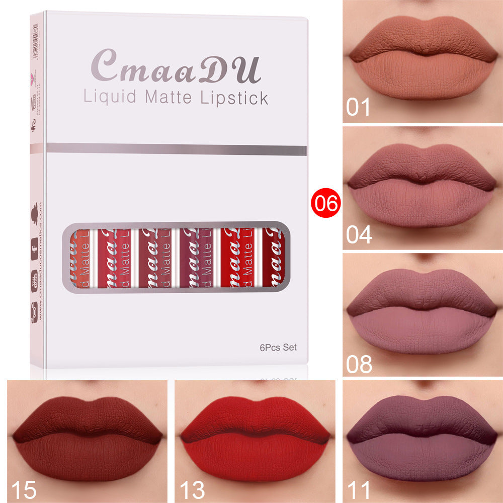 6 Boxes Of Matte Non-stick Cup Waterproof Lipstick Long Lasting Lip Gloss - Lincoln Values