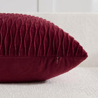 Burgundy Throw Pillow Covers: Pack of 2 24X24 Inch Vertical Ripple Striped Velvet Square Decorative Pillow Cases for Farmhouse Couch Sofa Bed Living Room Home Decor
