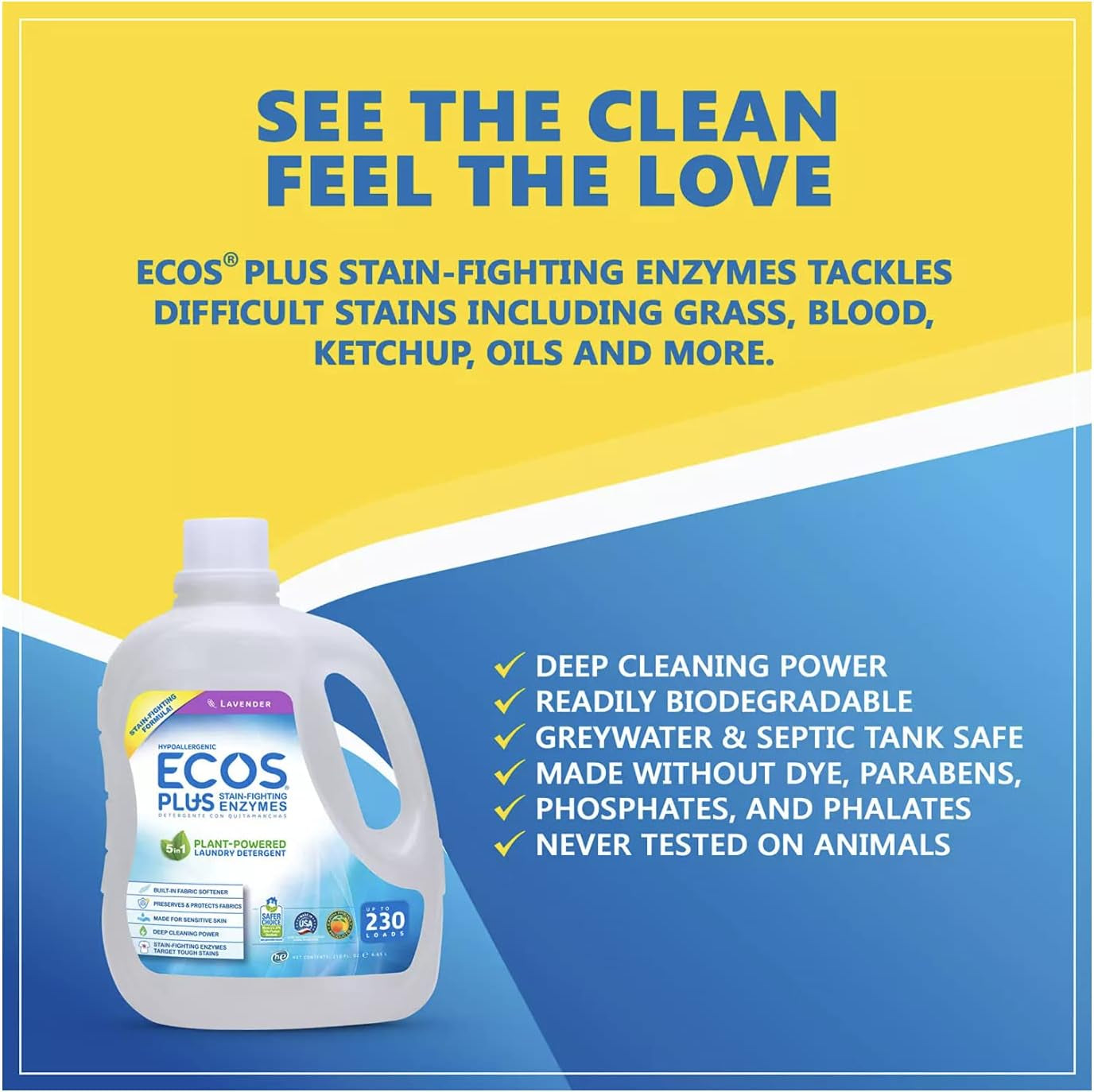 ECOS plus with Stain-Fighting Enzymes  Detergent - 210 Fl. Oz.