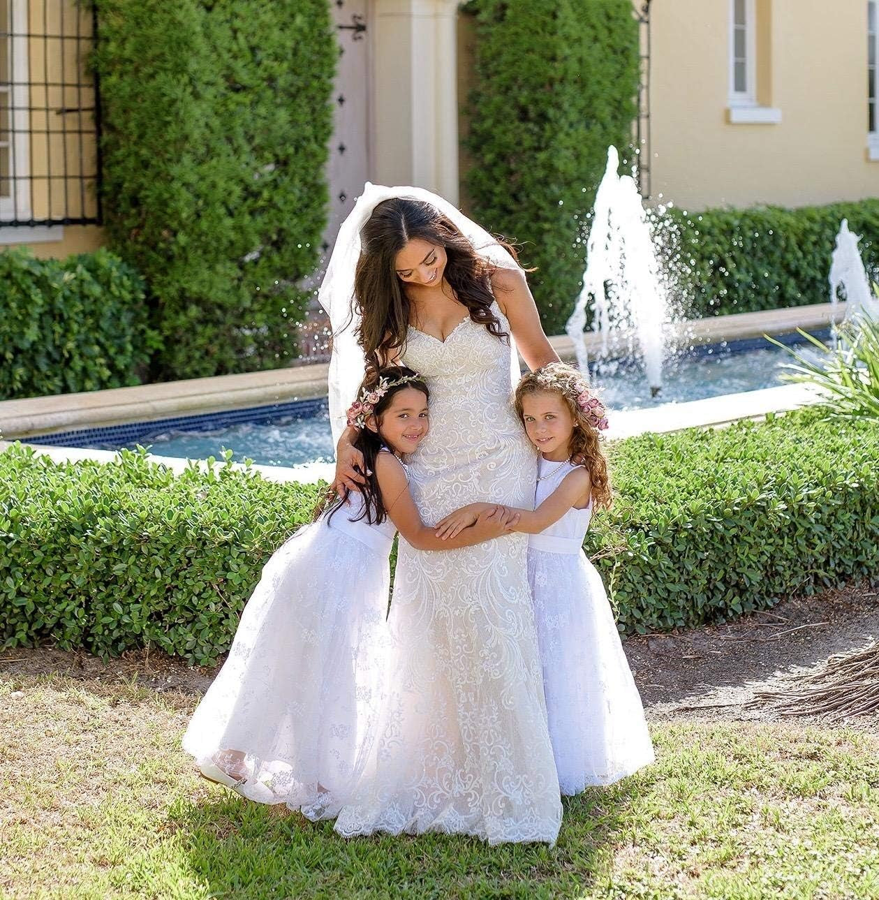 Lace A-Line Flower Girl Dress | Sleeveless,Floral Embroidery,Hidden Zipper.Perfect for Kids Wedding,Communion,Pageant & Formal Events.