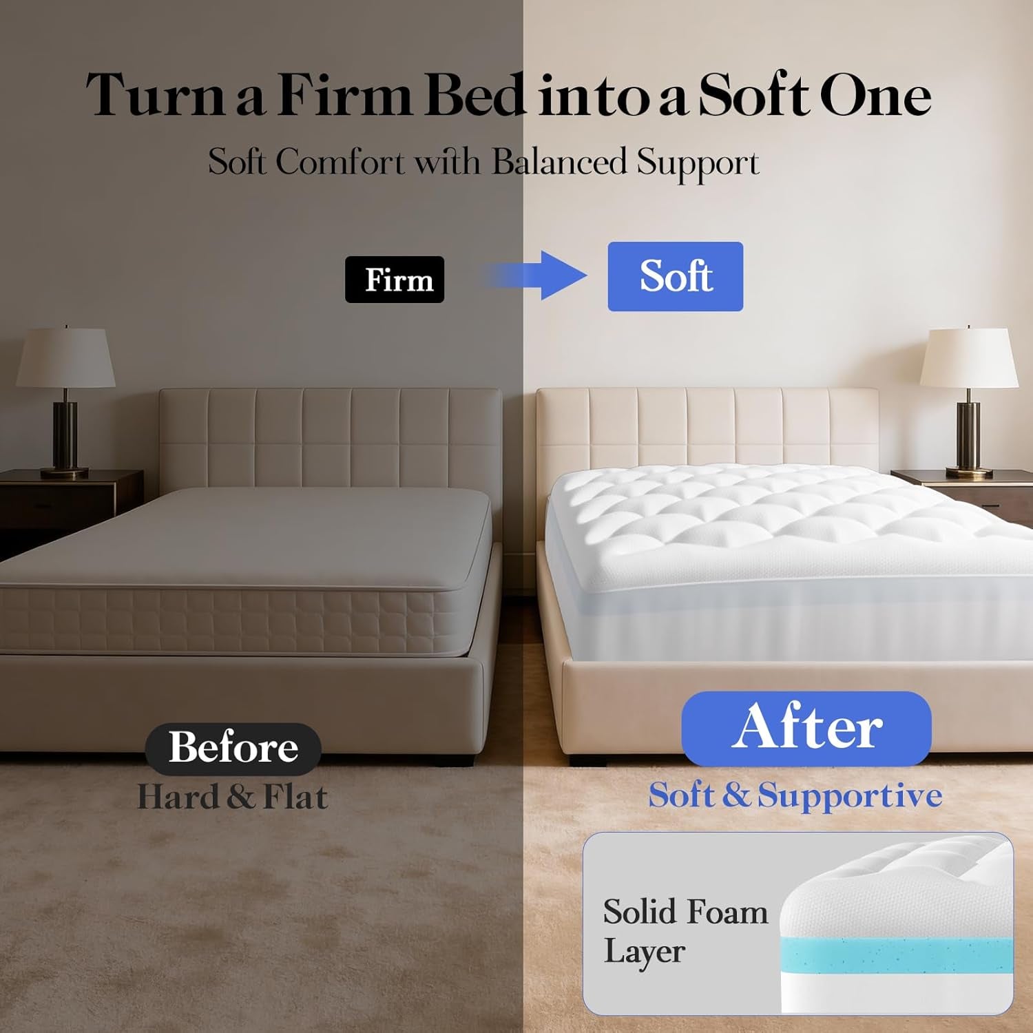 Memory Foam Mattress Topper Full | 4 Inch Cooling Dual Layer Mattress Topper, 2 Inch Gel Memory Foam, 2 Inch Soft Pillow Top Pad, Bedroom Essentials Mattresses Cover,With 1000 Pcs Air Holes