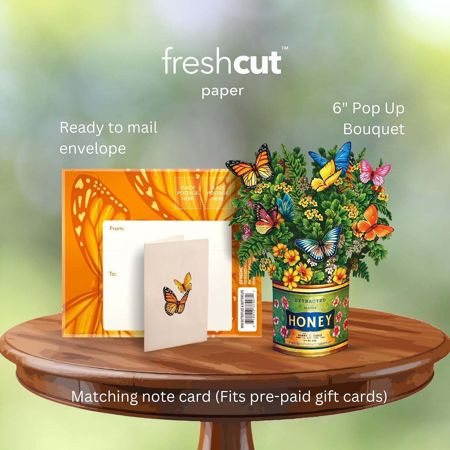 Pop up Cards, Mini Buttercups & Butterflies, 6 Inch Life Sized Forever Flower Bouquet 3D Popup Greeting Card, Birthday Cards, Thank You Card, Blank Notecard & Envelope