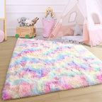 4X6 Rainbow Fluffy Soft Area Rug Non-Slip for Kids Bedroom Nursery Playroom | Plush丨Stays Put丨Soft丨Fluffy丨No Shedding丨Lays Flat丨Girls Room丨Dorm丨Indoor丨Laundry丨Shag丨Fuzzy丨Furry丨Carpet丨Home Decor