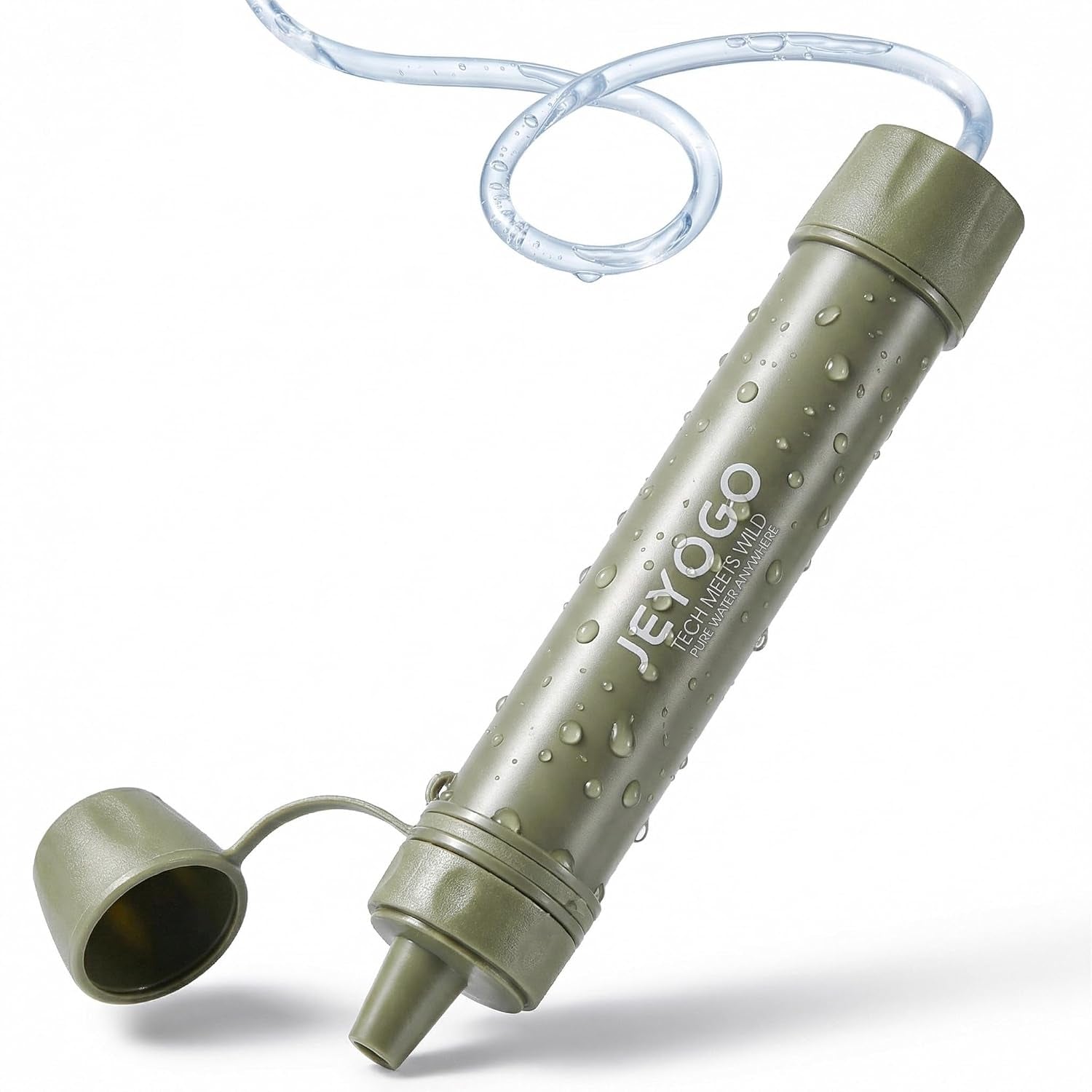 Survival Water Filter Straw - Portable Personal Water Purifier for Hiking, Camping & Bug Out Bag | Tactical Emergency Preparedness Gear, Wilderness Backpacking & Life Saving Equipment(2, Green)