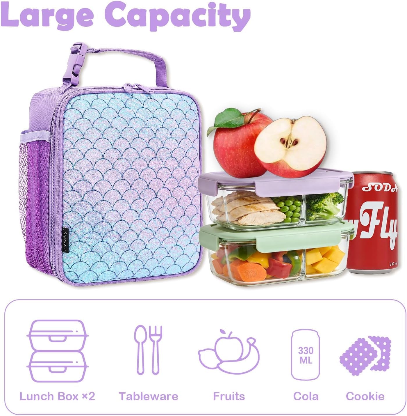 Kids Lunch Box Insulated Soft Bag Mini Cooler Back to School Thermal Meal Tote Kit for Girls, Boys, Scale