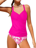 Girls Tankini Swimsuit Twist V Neck Bathing Suit Ruched Girls Swimsuit Two Piece Printed Girls' Swimwear 9-16 Years