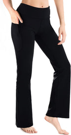 Women'S Bootcut Yoga Pants with Side Pockets, 27"-37" Inseams | Phone-Friendly Side Pockets, Soft 4-Way Stretch Flare Leggings, Petite/Regular/Tall, Travel, Lounge, Workout, All-Day Comfort
