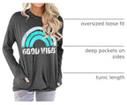 Womens Casual Loose Fit Shirts Long Sleeve Comfy T-Shirts Pullover Sweatshirts with Pockets