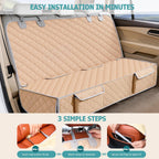 Dog Car Seat Cover for Back Seat Waterproof Backseat Protector, Nonslip Rear Seat Cover for Kids,Universal Size Fits Cars Trucks Suvs (Beige)
