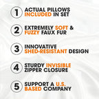 Faux Fur Throw Pillows - Decorative Pillows for Couch, Bed Throw Pillows, Sand Accent Pillows for Bedroom or Living Room Aesthetic, Set of 2 Furry Throw Pillows, 12" X 20"