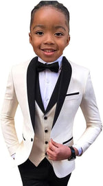 Boys Suit Wedding Tuxedo 3 Piece Shawl Collar Jacket Pants Vest Child Formal Blazer Set Slim Fit Outfit