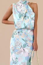Women'S 2026 Summer Satin Dress Elegant Sleeveless Mock Neck Cocktail Party Maxi Dresses