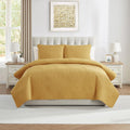 Full/Queen Size 3-Piece Pinsonic Bedding Set - Sands Gold | Quilt & Matching Shams | Soft & Breathable | Wrinkle Resistant | Lightweight for Year round Comfort | Soft Room Decor
