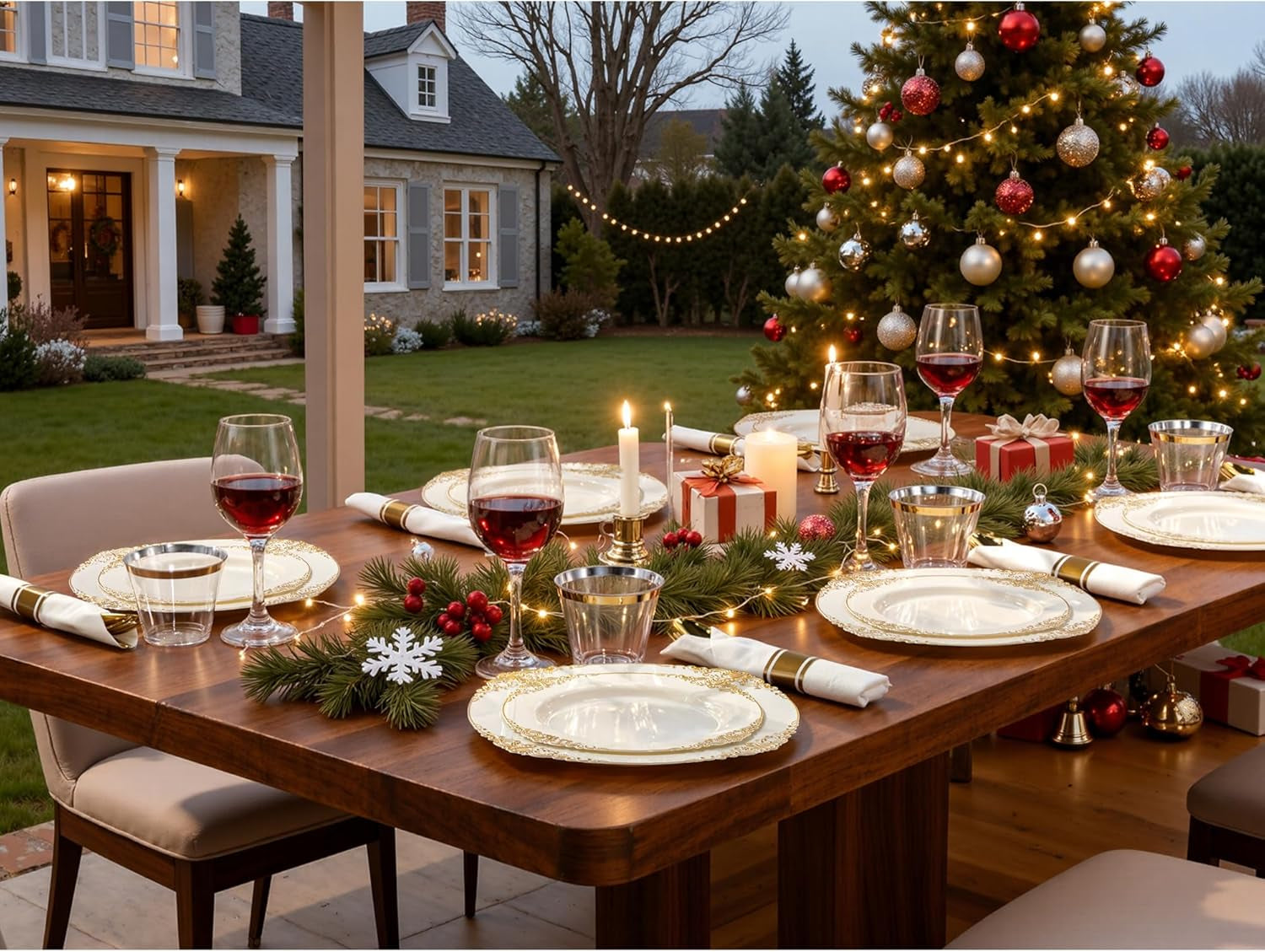 350PCS Ivory Plastic Plates - Ivory Gold Plastic Dinnerware Sets for 50 Guests - 100 Gold Disposable Plates, 50 Pre Rolled Silverware Sets, 50 Cups Perfect for Wedding & Thanksgiving